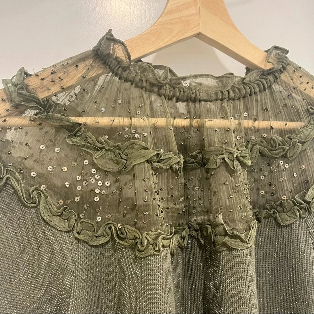 Anthropologie Ranna Gill Bowen Ruffled Top S